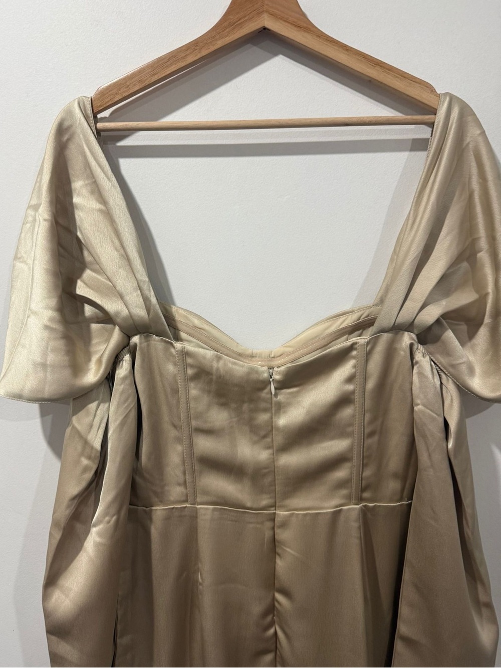 The Vintage Shop Champagne Satin Corset Mini Dress Size M - Picture 8 of 11